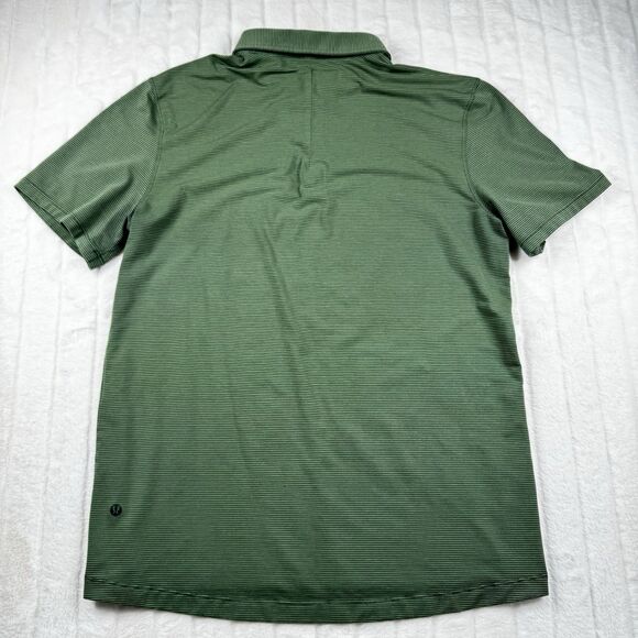 Lululemon Polo Shirt Men L Green Stripe Evolution Performance Golf Short Sleeve - Picture 2 of 11